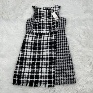 NEW gb Girls Tis The Season Boucle A-Line Dress Size 10 Black White Knee Length